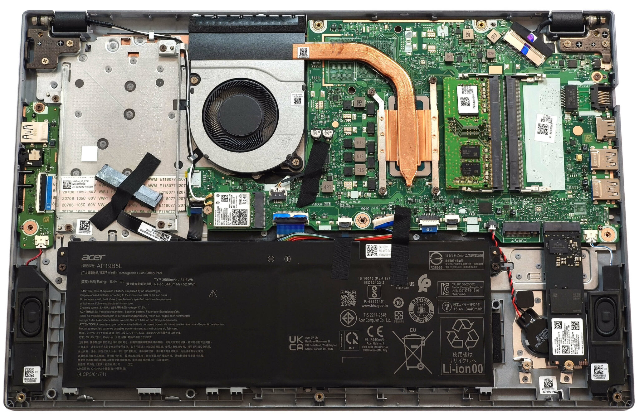 Internal Photo of Acer A515-57G EX215-55 N22C6A S50-54 LCD Rear Top Lid Back Cover A case gray plastic (ACER EX215-55)